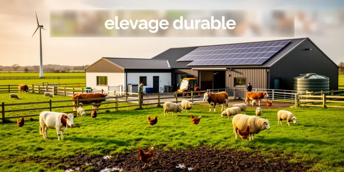 Ferme moderne avec animaux et installations écologiques elevage durable