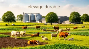 elevage durable ferme moderne panorama bovins ovins prairies