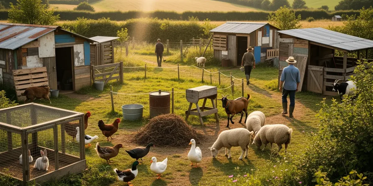 ferme elevage durable petit budget vue animaux abris vegetation