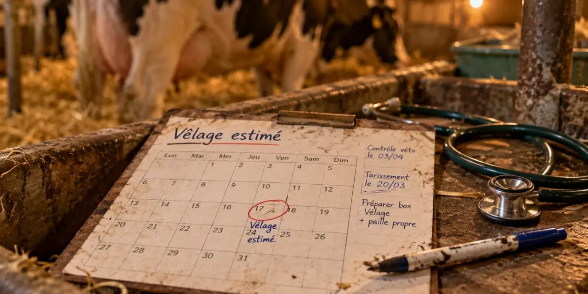 Gestation vache : calendrier vêlage estimé en étable