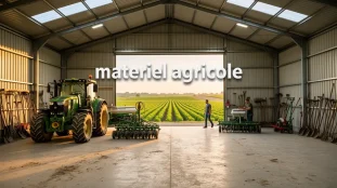 hangar moderne materiel agricole photorealiste