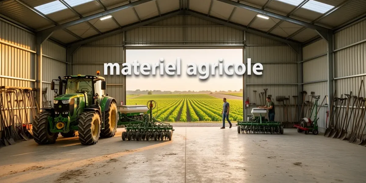 hangar moderne materiel agricole photorealiste
