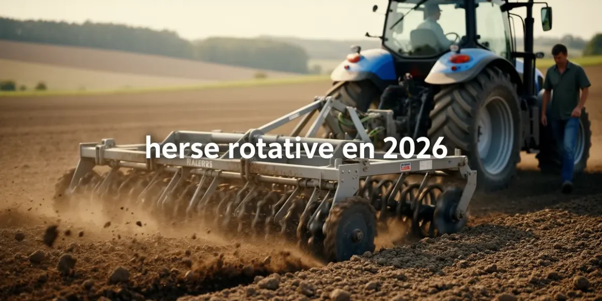 herse rotative en 2026 en usage avec tracteur sur champ
