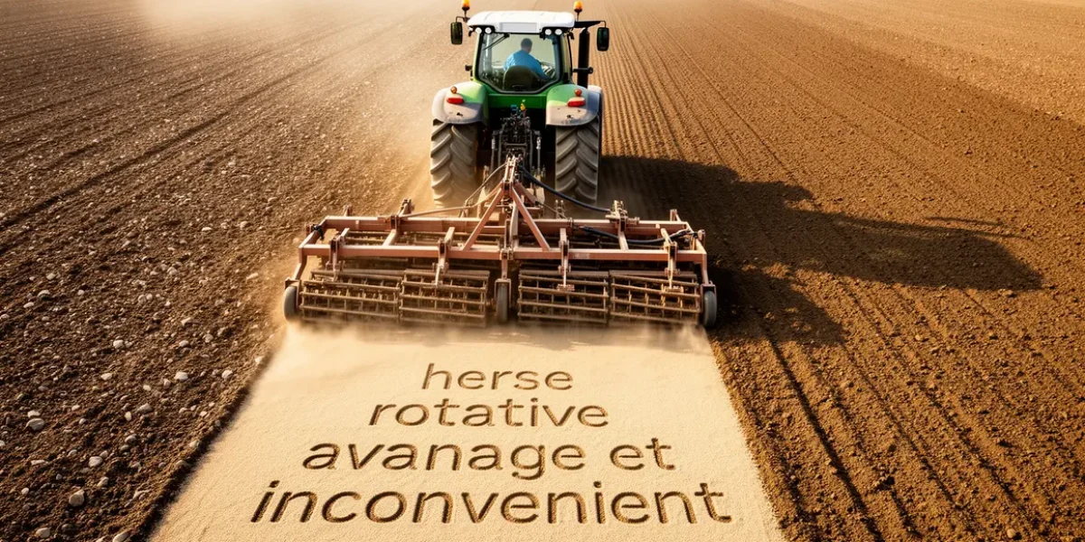 vue champ agriculture herse rotative avantage et inconvenient