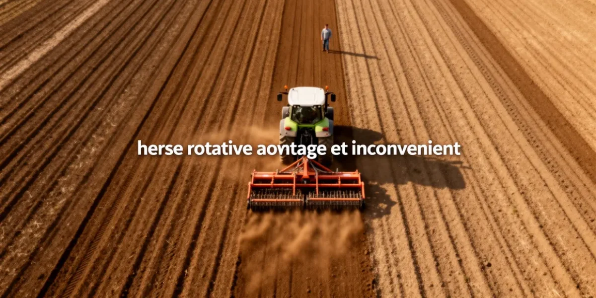 herse rotative vue du dessus sur parcelle agricole