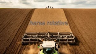 herse rotative attachee tracteur champ