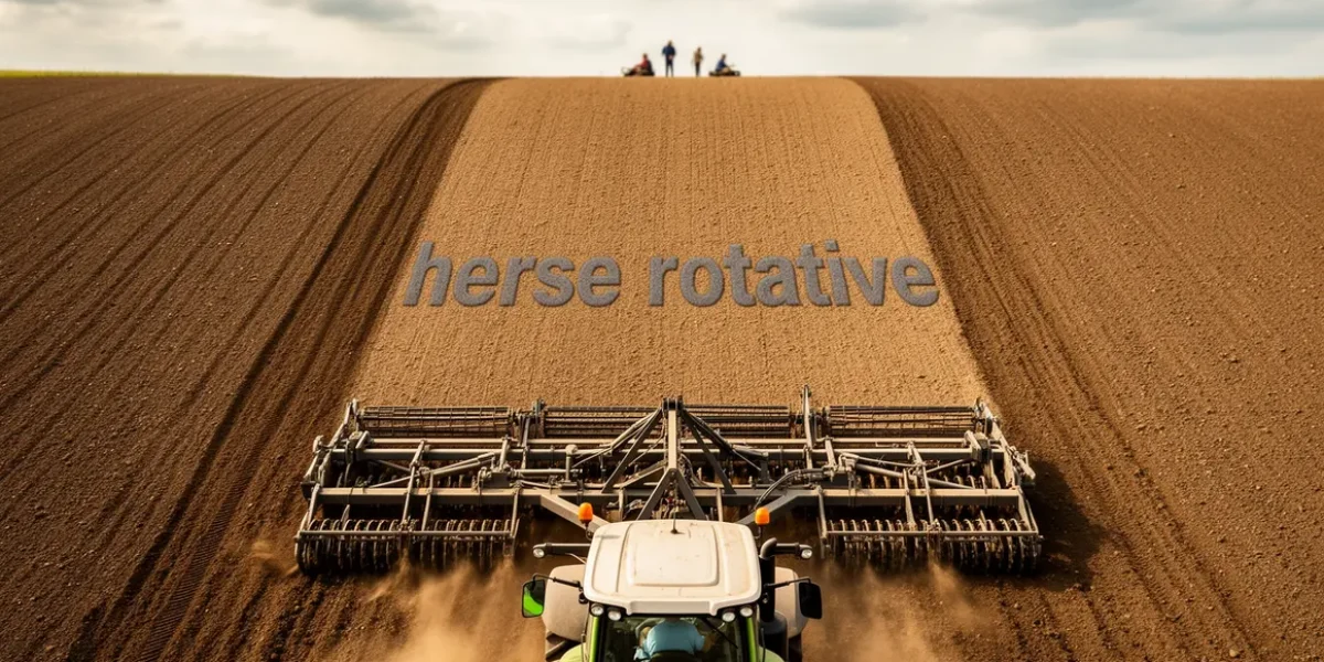herse rotative attachee tracteur champ