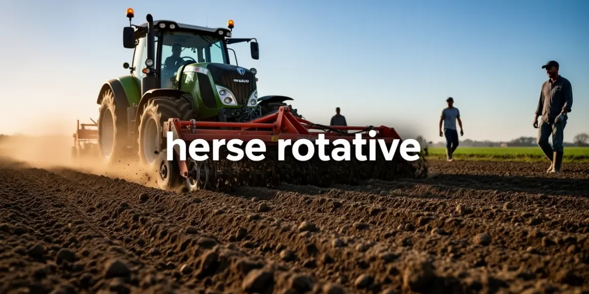 herse rotative sol structure tracteur silhouettes agriculteurs