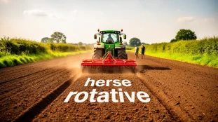 champ prepare tracteur herse rotative