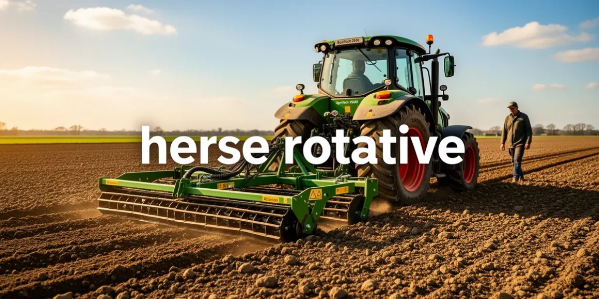 champ fraichement prepare herse rotative tracteur