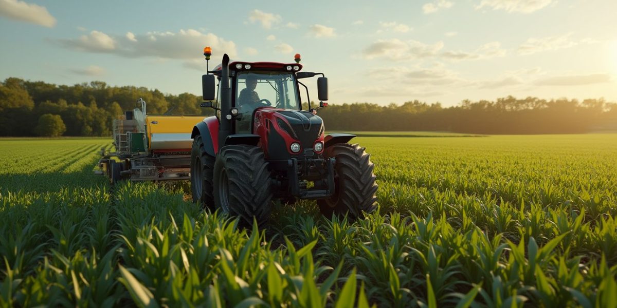 Machines agricoles en action dans un champ en France