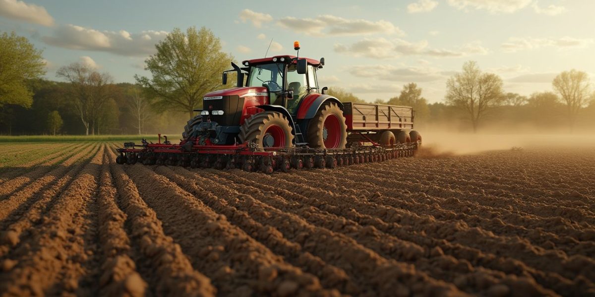 Machinerie agricole sur le champ français