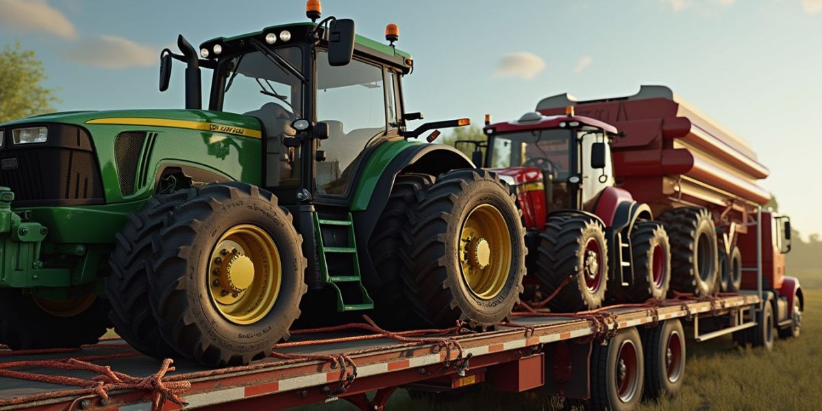 Scène agricole française avec équipement et paysage