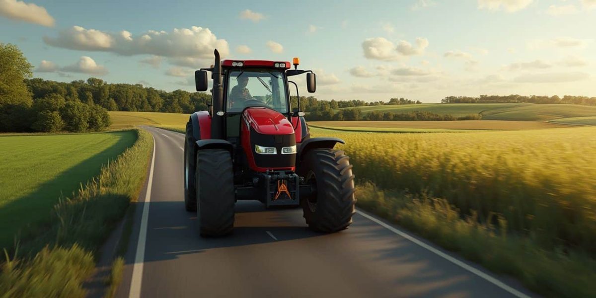 Machinerie agricole moderne dans un champ français