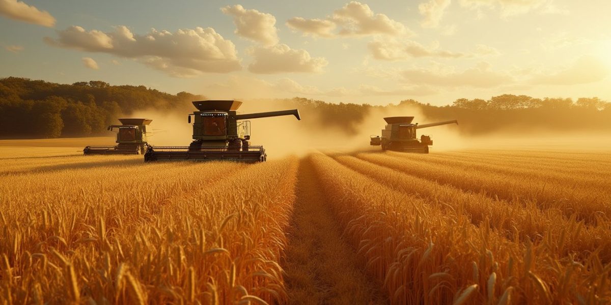 Machinerie agricole moderne sur champ français