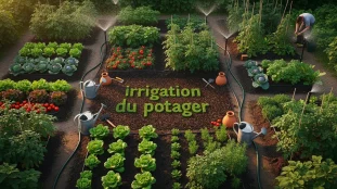 potager avec irrigation vue dessus