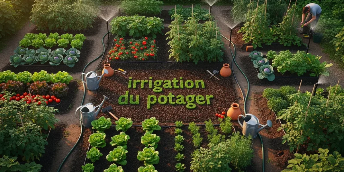 potager avec irrigation vue dessus
