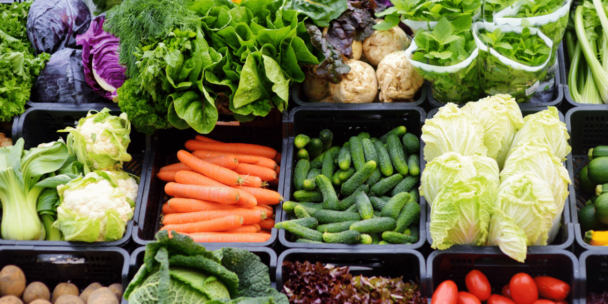 Variété de légumes frais sur fond blanc