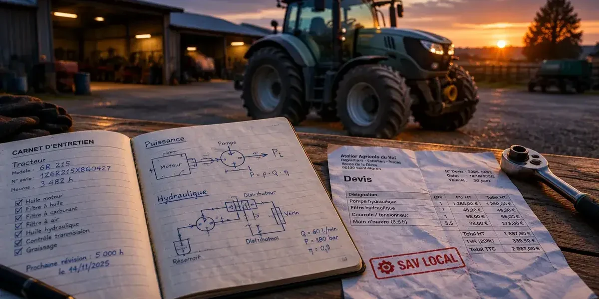 Marque tracteur : carnet d’entretien et SAV local, tracteur