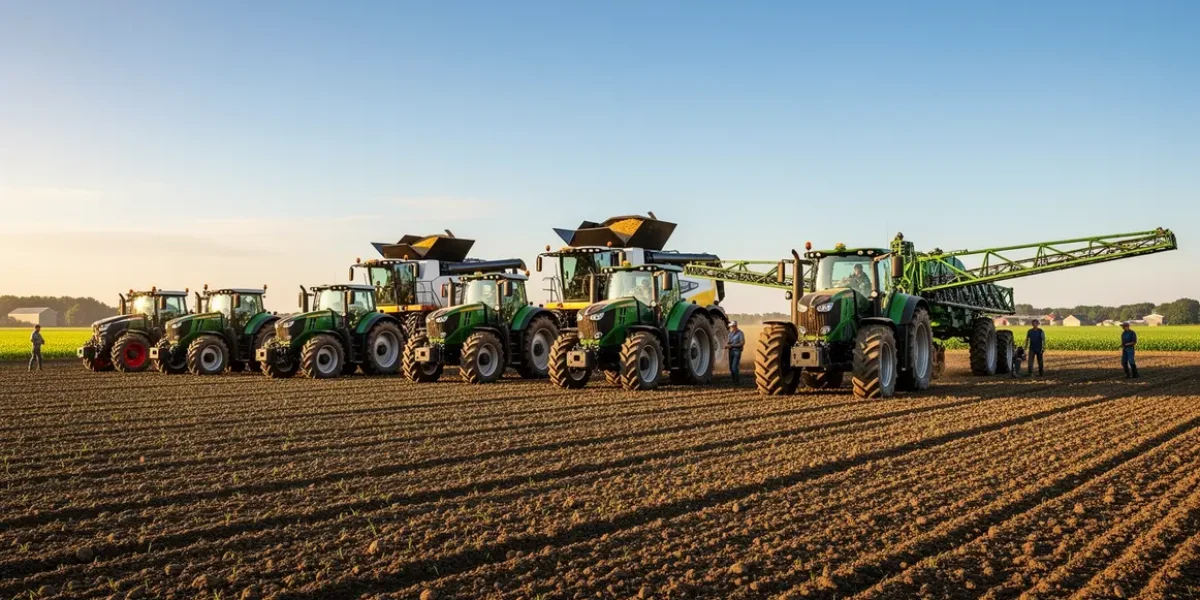 materiel agricole alignement machines sur champ