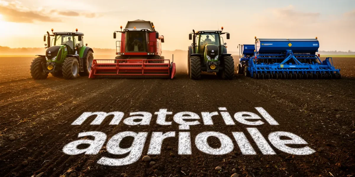 Alignement de machines agricoles au champ, matériel agricole