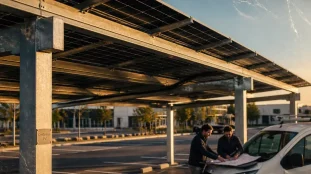 Ombrière photovoltaïque prix : parking avec modules PV et budget 2026