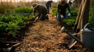 jardin potager avec paillage organique