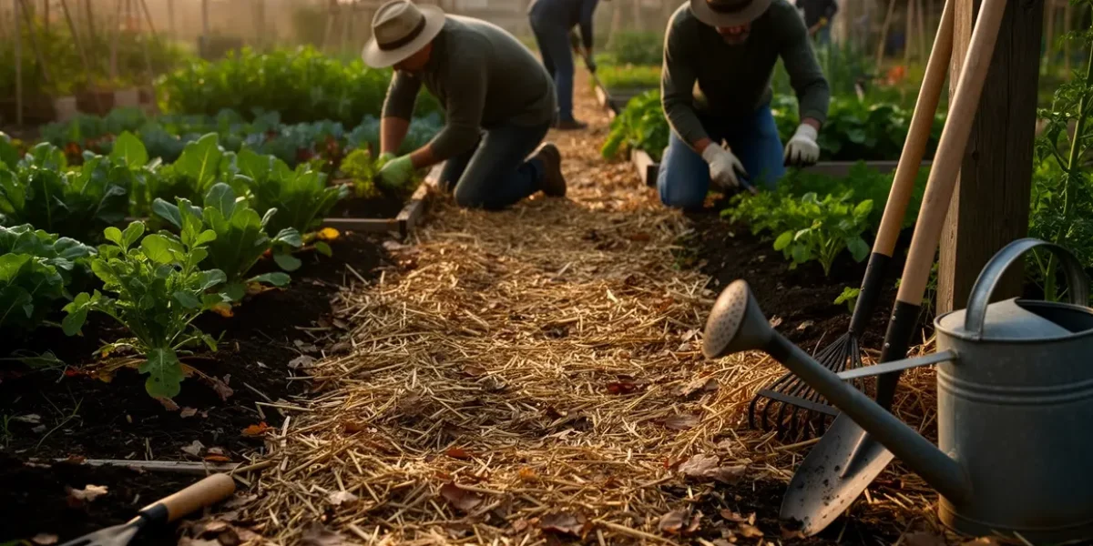 jardin potager avec paillage organique