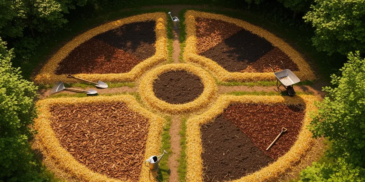 photo potager paillé paille BRF vue drone