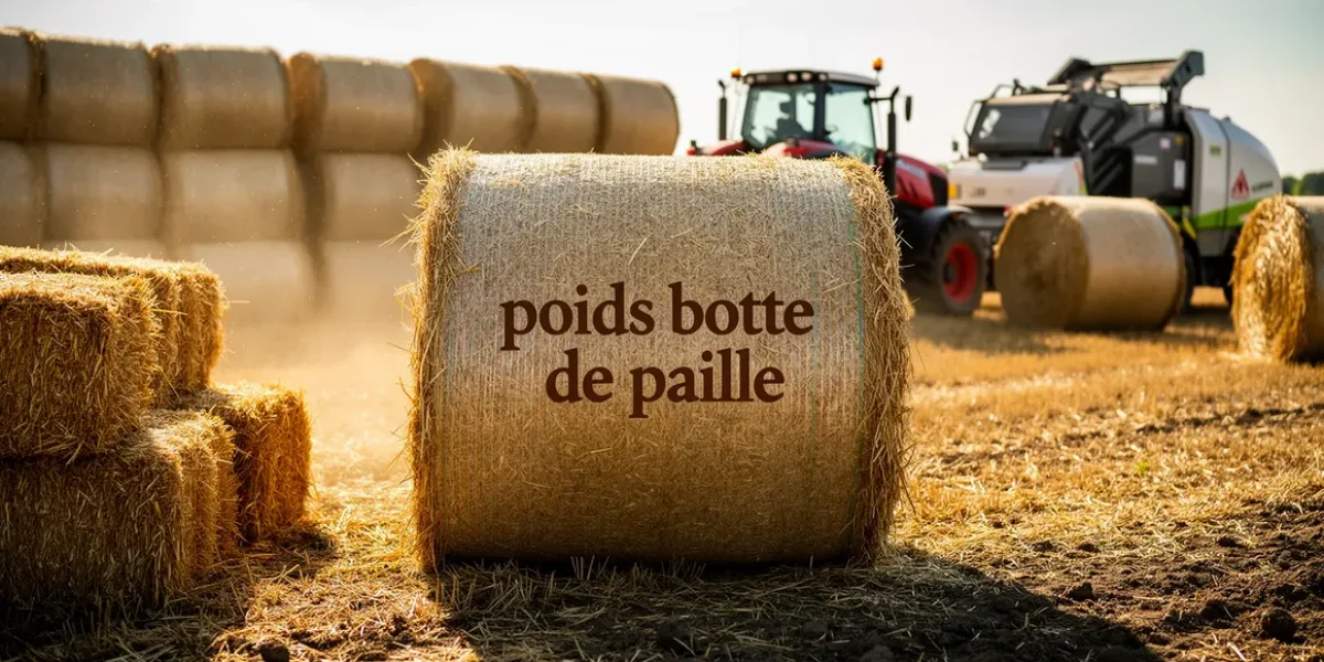 champ agricole avec bottes de paille et machines