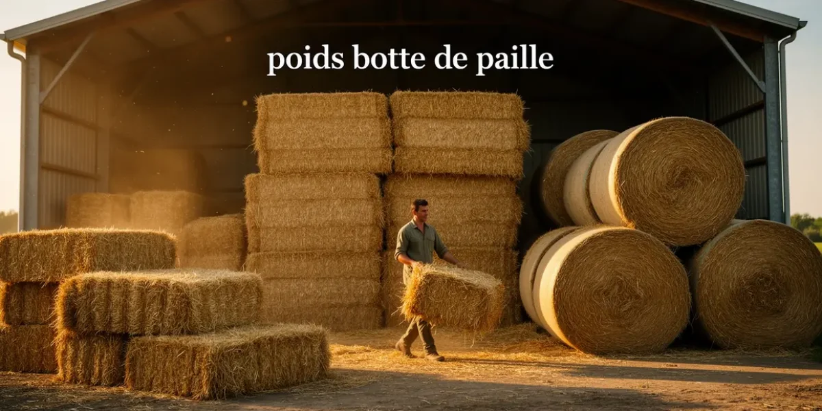 visuel botte de paille petit grand rond devant hangar illustration poids