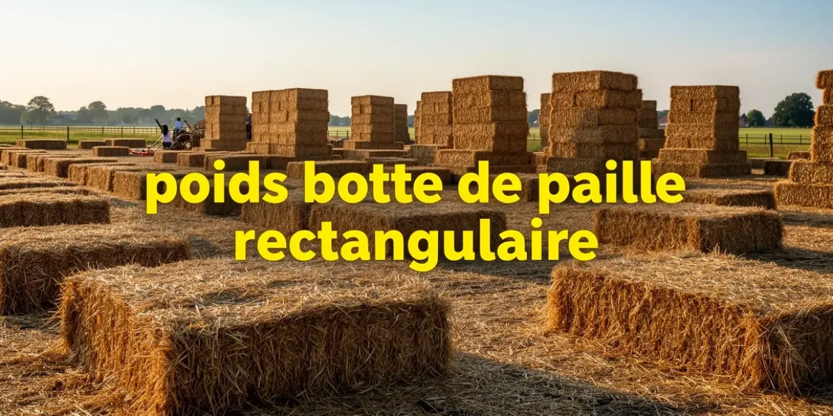 Champ avec bottes de paille rectangulaires de tailles diverses, mise en avant du poids