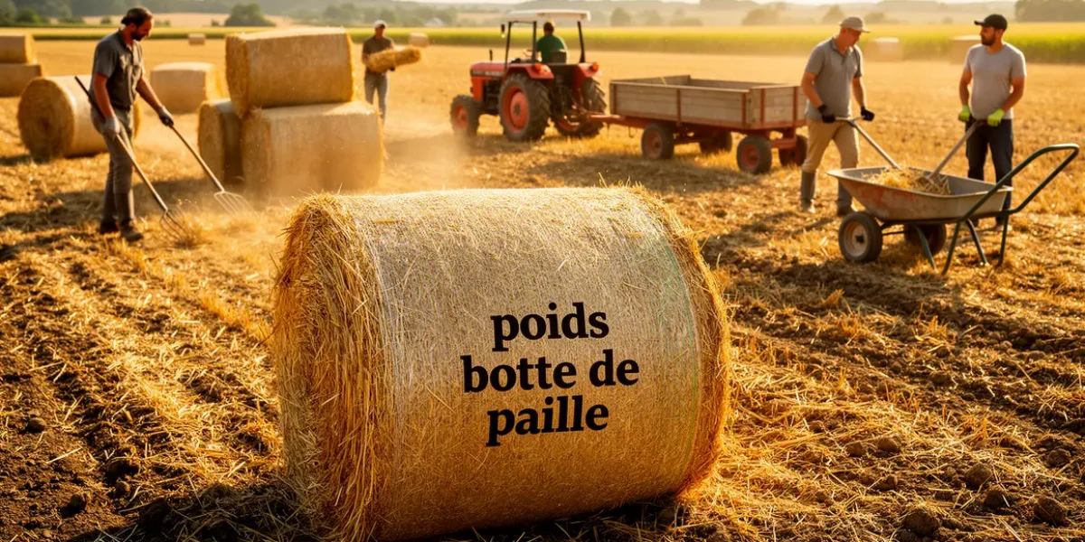 champ avec formats bottes de paille et poids