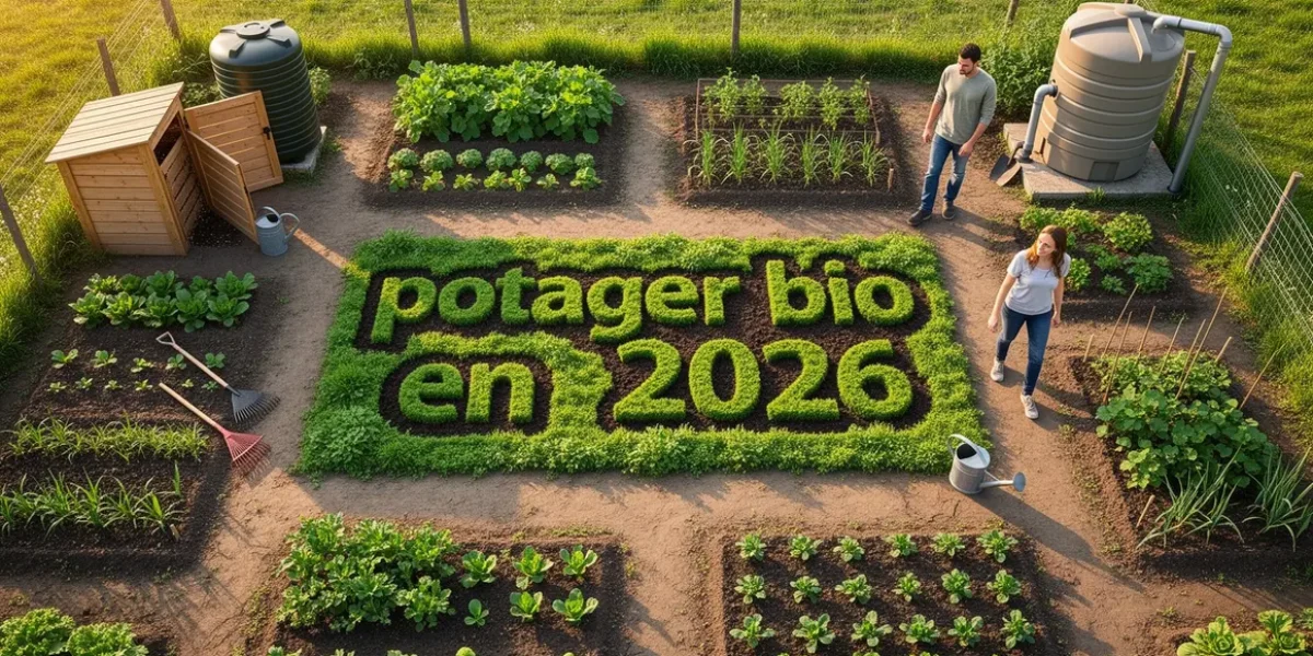 Petit potager bio en 2026 avec composteur et outils basiques