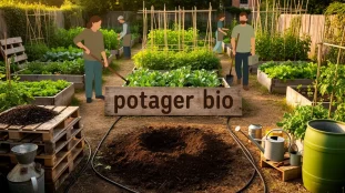 Potager bio petits moyens arrosage compost accessoires recyclés
