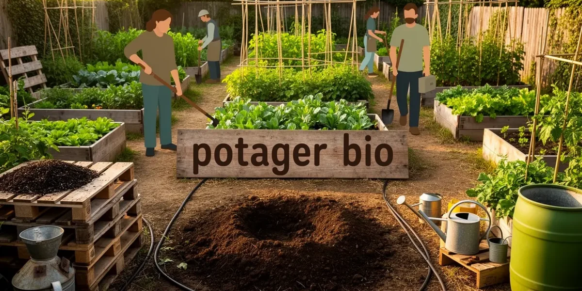 Potager bio petits moyens arrosage compost accessoires recyclés