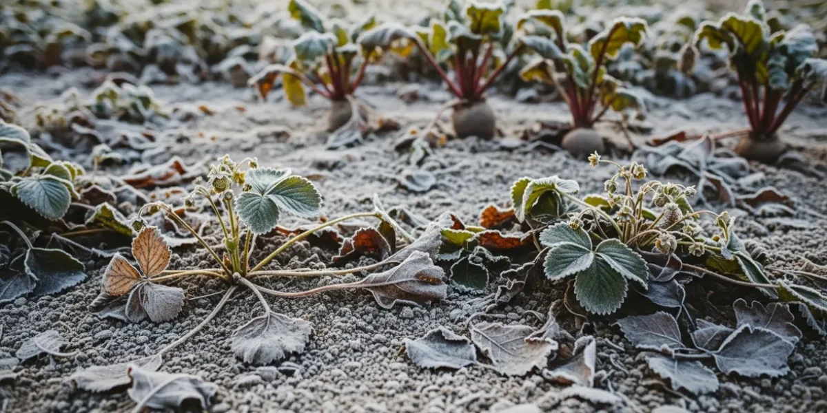 potager hiver betterave fraisier sous feuilles mortes