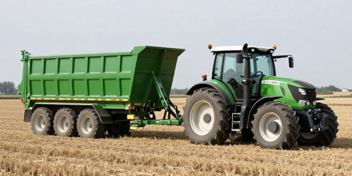 remorque agricole attelee a un tracteur