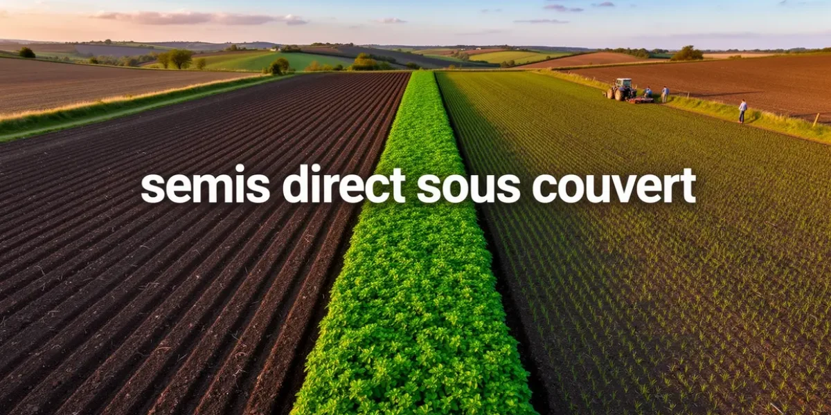 vue aérienne semis direct sous couvert champ agroécologique