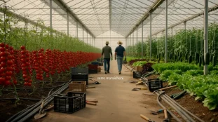 Serre maraîchère moderne en production de légumes