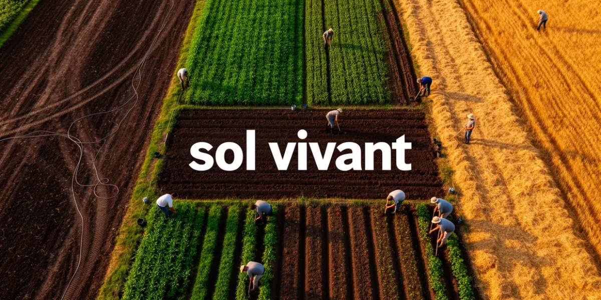 Sol vivant vue aérienne champ parcelles colorées