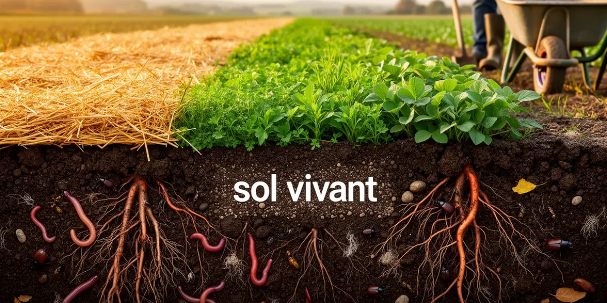 champ agricole sol vivant zones couvertes faune visible