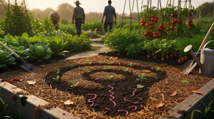 sol vivant potager mulch avec vers de terre