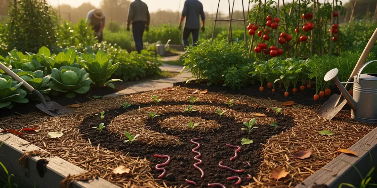 sol vivant potager mulch avec vers de terre