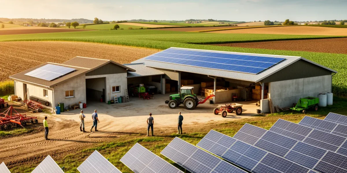 exploitation agricole moderne avec panneaux solaires