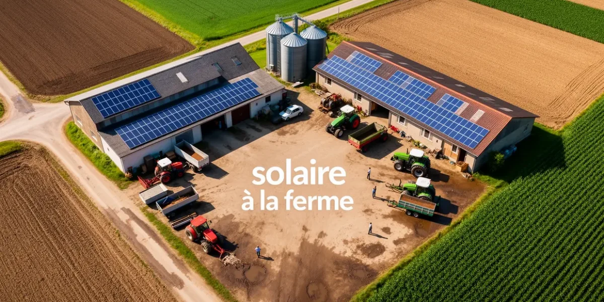 solaire a la ferme vue du dessus champs et panneaux solaires
