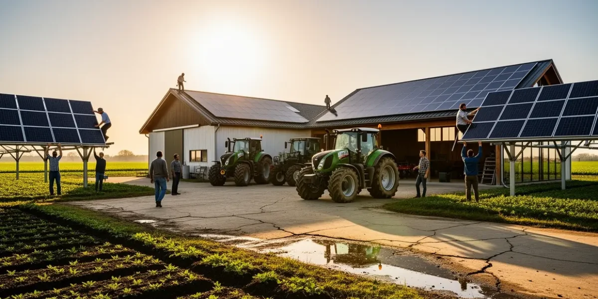 Toits agricoles photovoltaïques, soleil, agriculteurs, solaire à la ferme