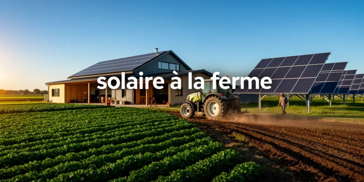 Ferme moderne avec panneaux solaires sur toiture et au sol