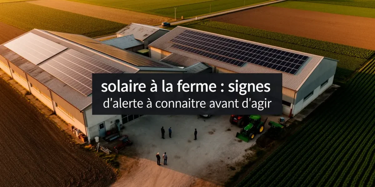 vue drone ferme panneaux solaires toits signes alerte