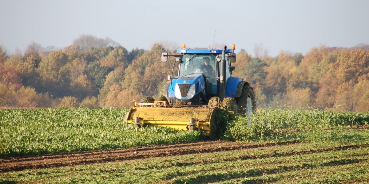 Tracteur agricole travaillant dans un champ